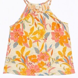 C&C California Floral Tank Top - Orange, Pink, Blue
